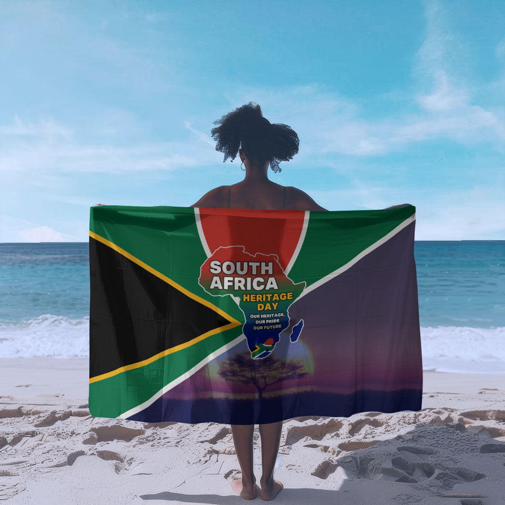 South Africa Heritage Day Sarong Celebrating Roots Flag Map Sunset Savanna