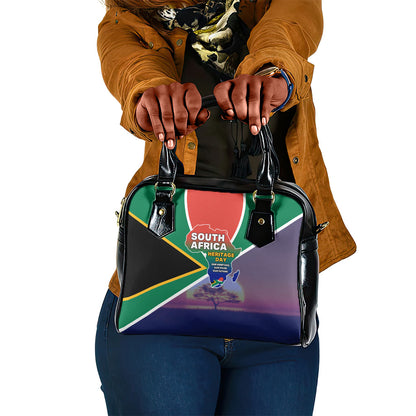 South Africa Heritage Day Shoulder Handbag Celebrating Roots Flag Map Sunset Savanna