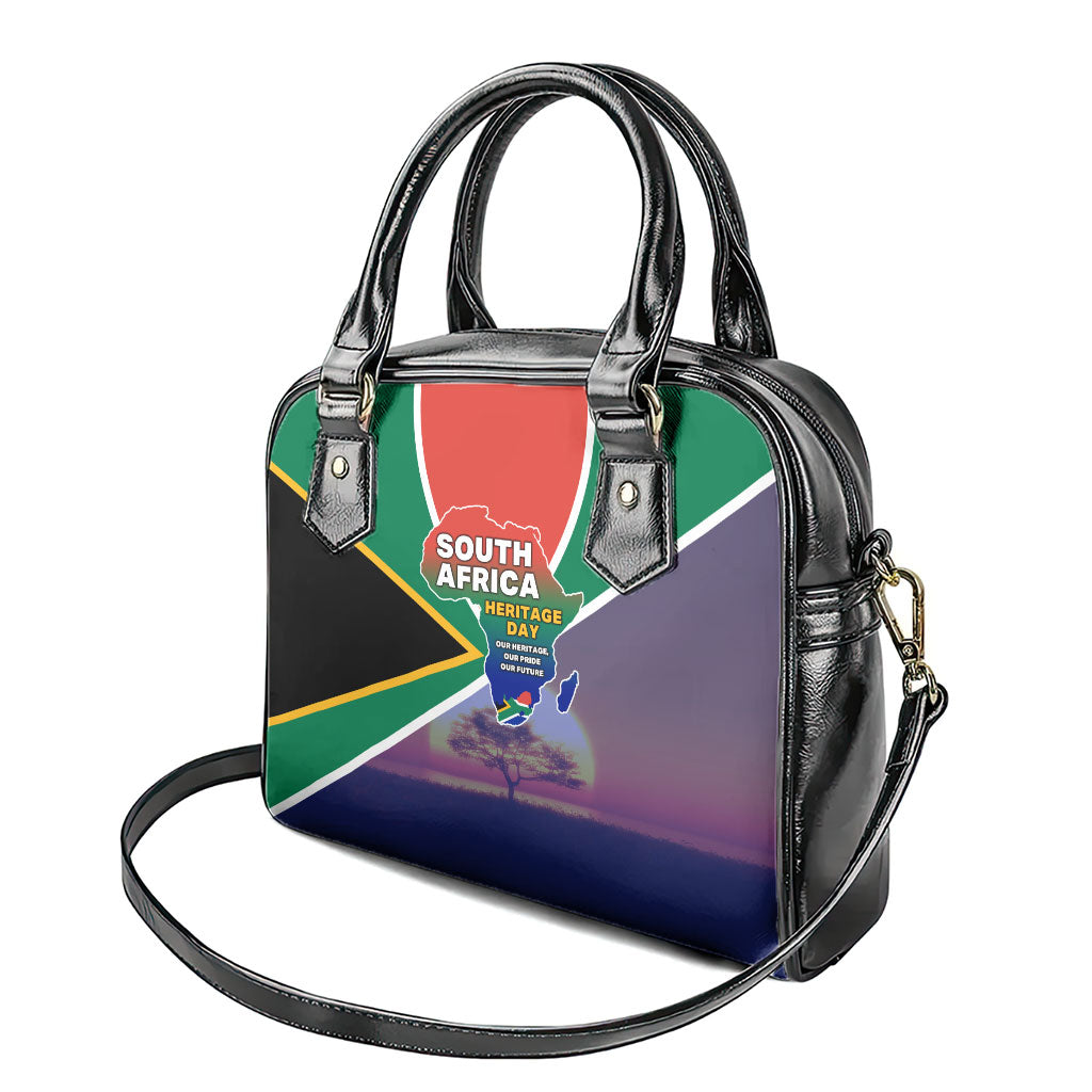 South Africa Heritage Day Shoulder Handbag Celebrating Roots Flag Map Sunset Savanna