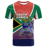 South Africa Heritage Day T shirt Celebrating Roots Flag Map Sunset Savanna