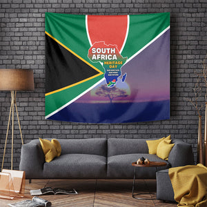 South Africa Heritage Day Tapestry Celebrating Roots Flag Map Sunset Savanna