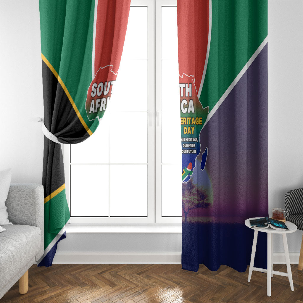 South Africa Heritage Day Window Curtain Celebrating Roots Flag Map Sunset Savanna