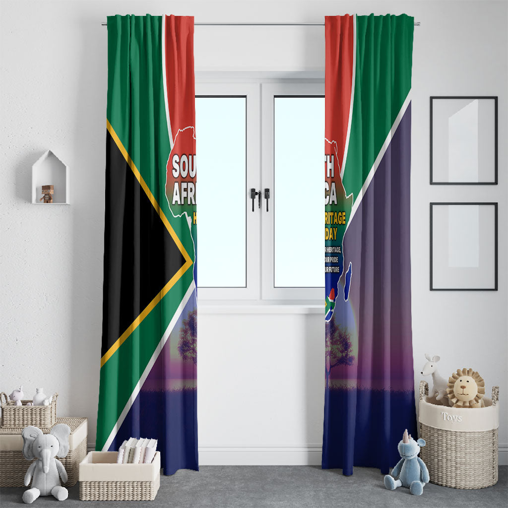 South Africa Heritage Day Window Curtain Celebrating Roots Flag Map Sunset Savanna