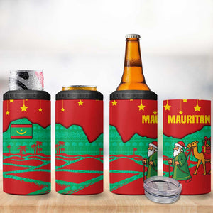 Mauritania Christmas 4 in 1 Can Cooler Tumbler Santa Claus Camel Gift Boxes Starry Sky and Desert - African Pride
