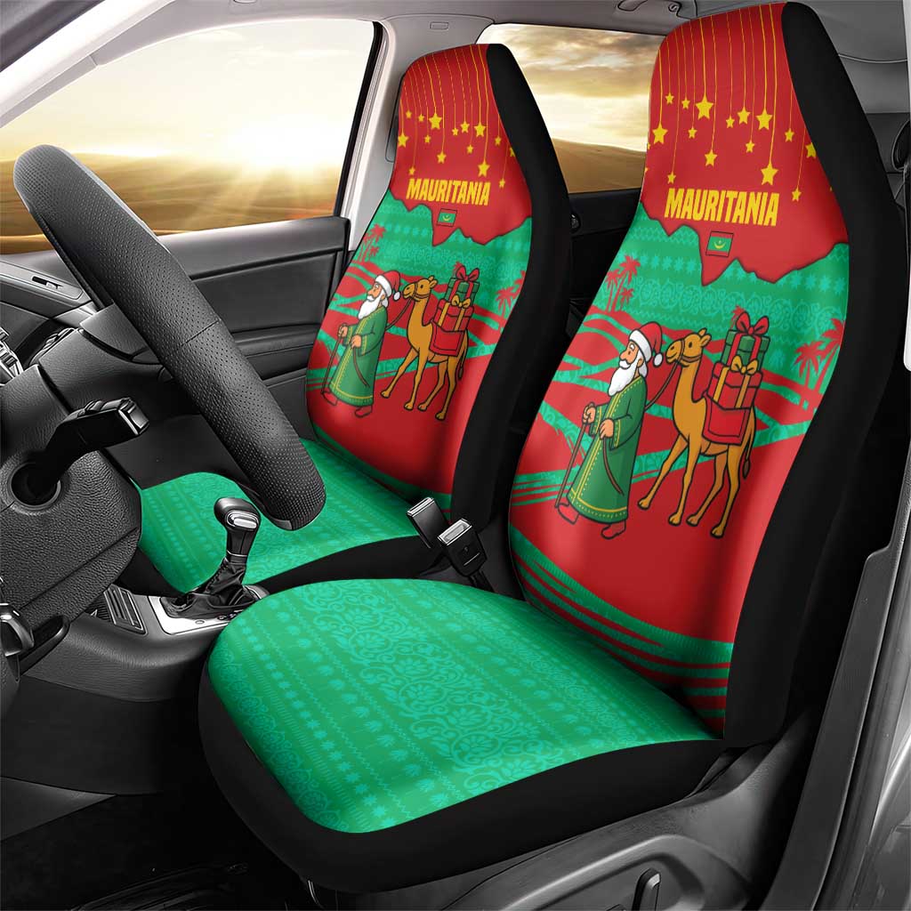 Mauritania Christmas Car Seat Cover Santa Claus Camel Gift Boxes Starry Sky and Desert - African Pride
