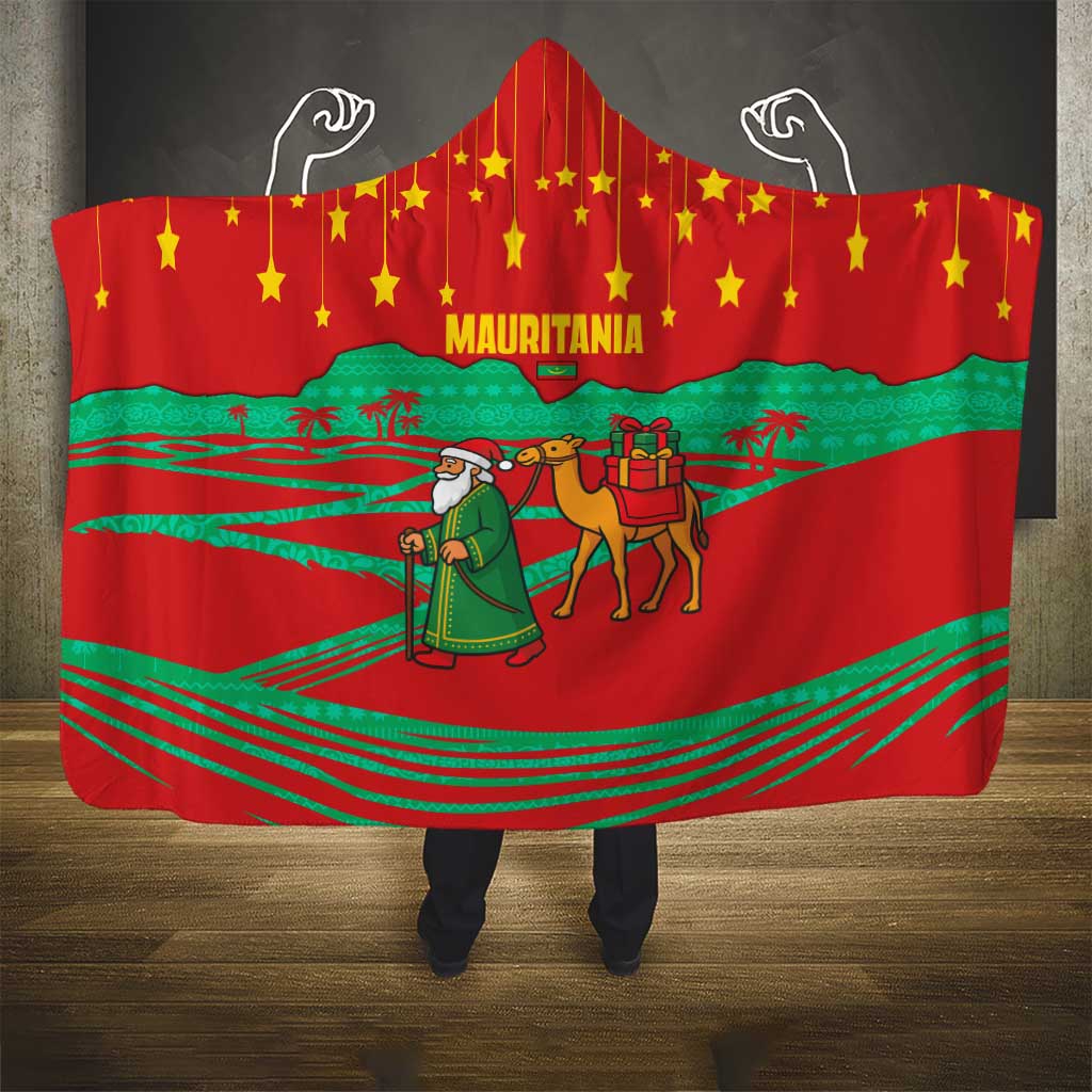 Mauritania Christmas Hooded Blanket Santa Claus Camel Gift Boxes Starry Sky and Desert - African Pride