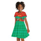 Mauritania Christmas Kid Short Sleeve Dress Santa Claus Camel Gift Boxes Starry Sky and Desert - African Pride