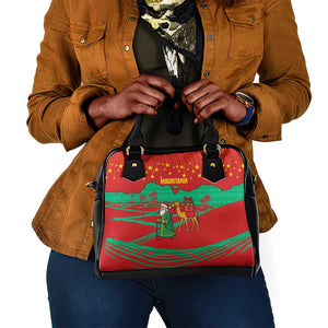 Mauritania Christmas Shoulder Handbag Santa Claus Camel Gift Boxes Starry Sky and Desert - African Pride