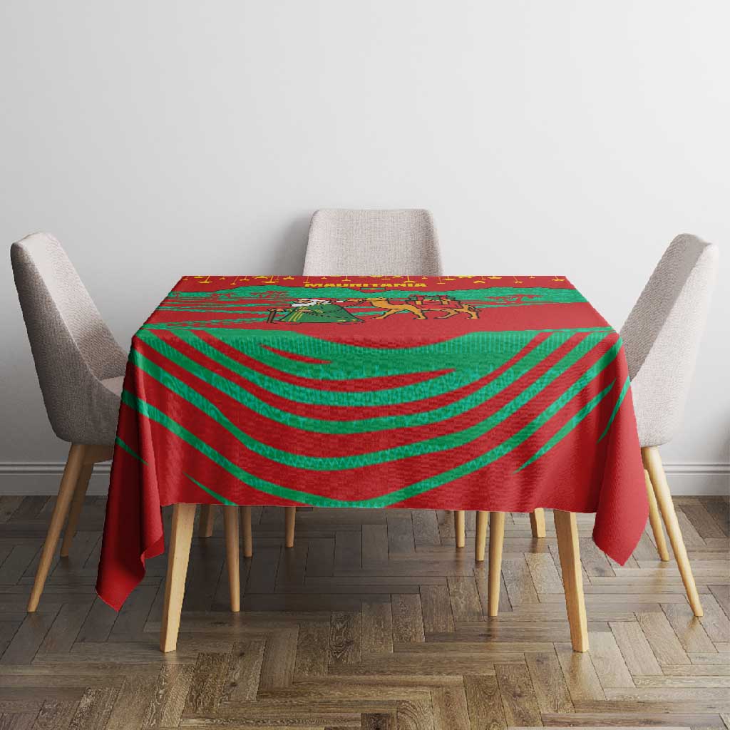 Mauritania Christmas Tablecloth Santa Claus Camel Gift Boxes Starry Sky and Desert - African Pride