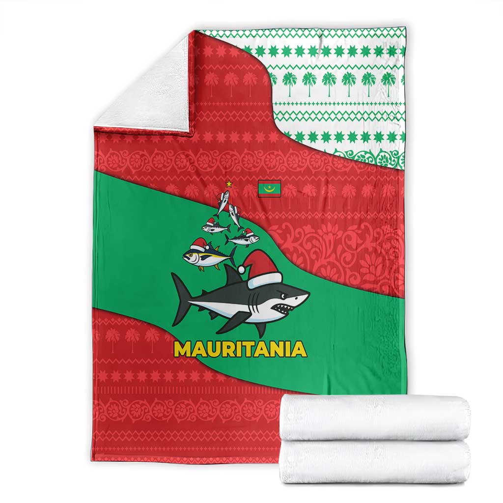 Mauritania Christmas Blanket Santa Sharks Festive Fish Pattern and Red Green Holiday - African Pride