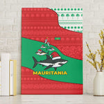 Mauritania Christmas Canvas Wall Art Santa Sharks Festive Fish Pattern and Red Green Holiday - African Pride