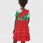 Mauritania Christmas Kid Short Sleeve Dress Santa Sharks Festive Fish Pattern and Red Green Holiday - African Pride