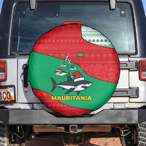 Mauritania Christmas Spare Tire Cover Santa Sharks Festive Fish Pattern and Red Green Holiday - African Pride
