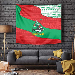 Mauritania Christmas Tapestry Santa Sharks Festive Fish Pattern and Red Green Holiday - African Pride