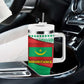 Mauritania Christmas Tumbler With Handle Santa Sharks Festive Fish Pattern and Red Green Holiday - African Pride