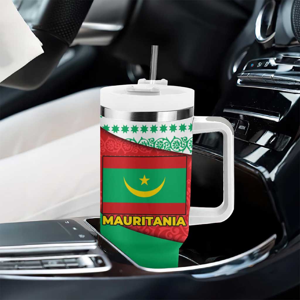 Mauritania Christmas Tumbler With Handle Santa Sharks Festive Fish Pattern and Red Green Holiday - African Pride