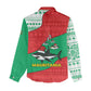 Mauritania Christmas Women Casual Shirt Santa Sharks Festive Fish Pattern and Red Green Holiday - African Pride