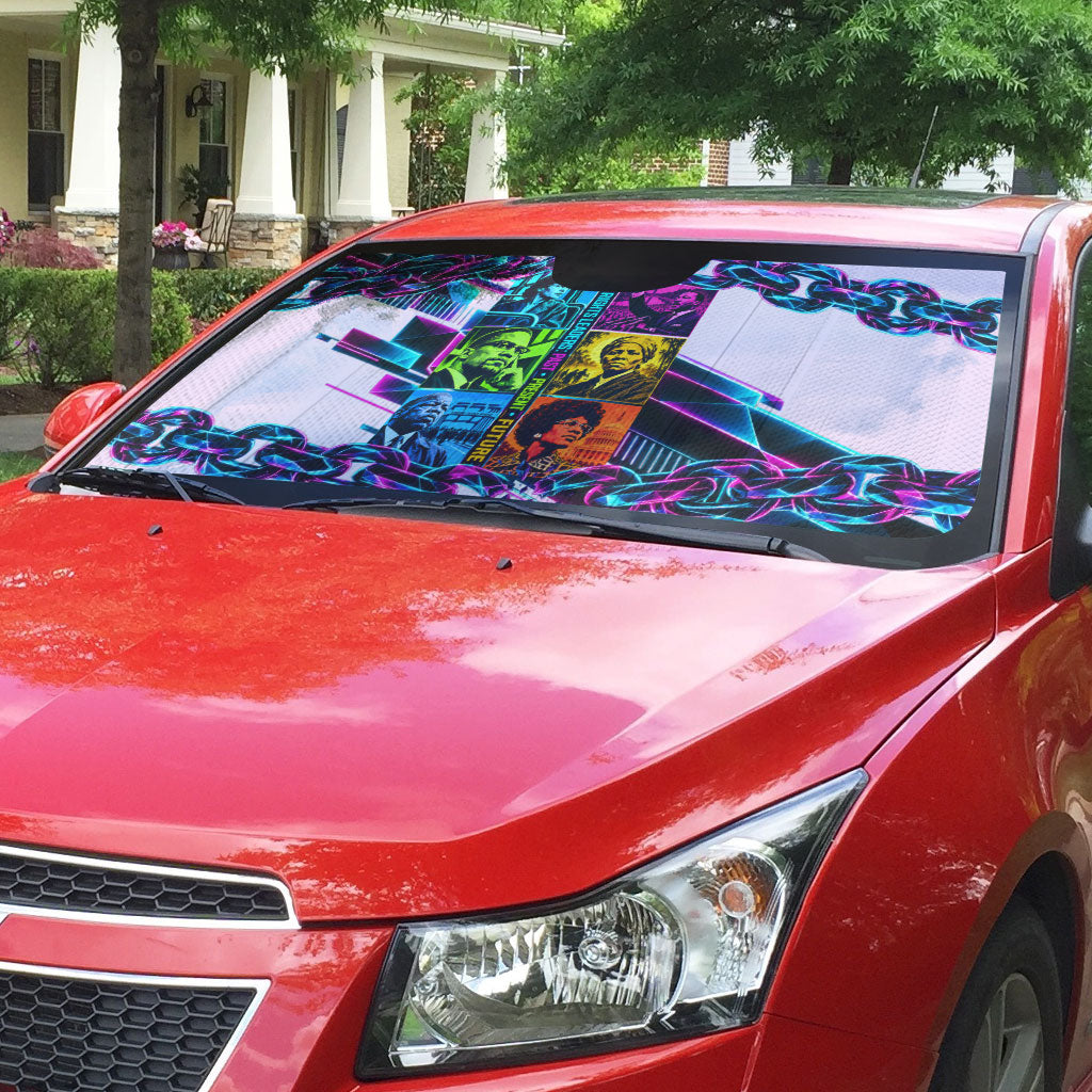 Civil Rights Leaders Auto Sun Shade - Black History - African American - Neon Cyberpunk