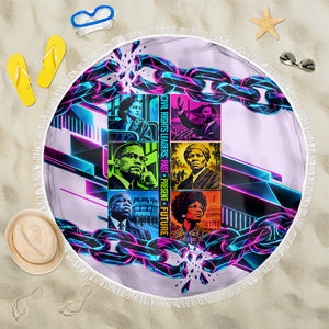 Civil Rights Leaders Beach Blanket - Black History - African American - Neon Cyberpunk