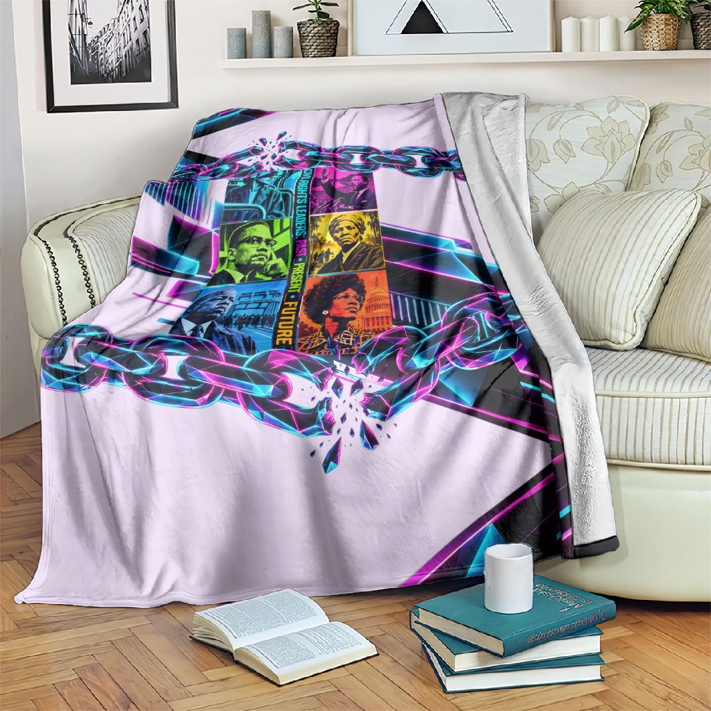 Civil Rights Leaders Blanket - Black History - African American - Neon Cyberpunk