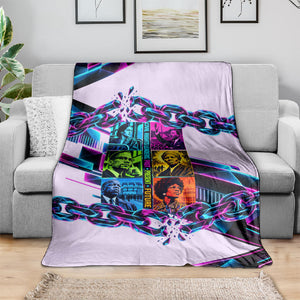 Civil Rights Leaders Blanket - Black History - African American - Neon Cyberpunk