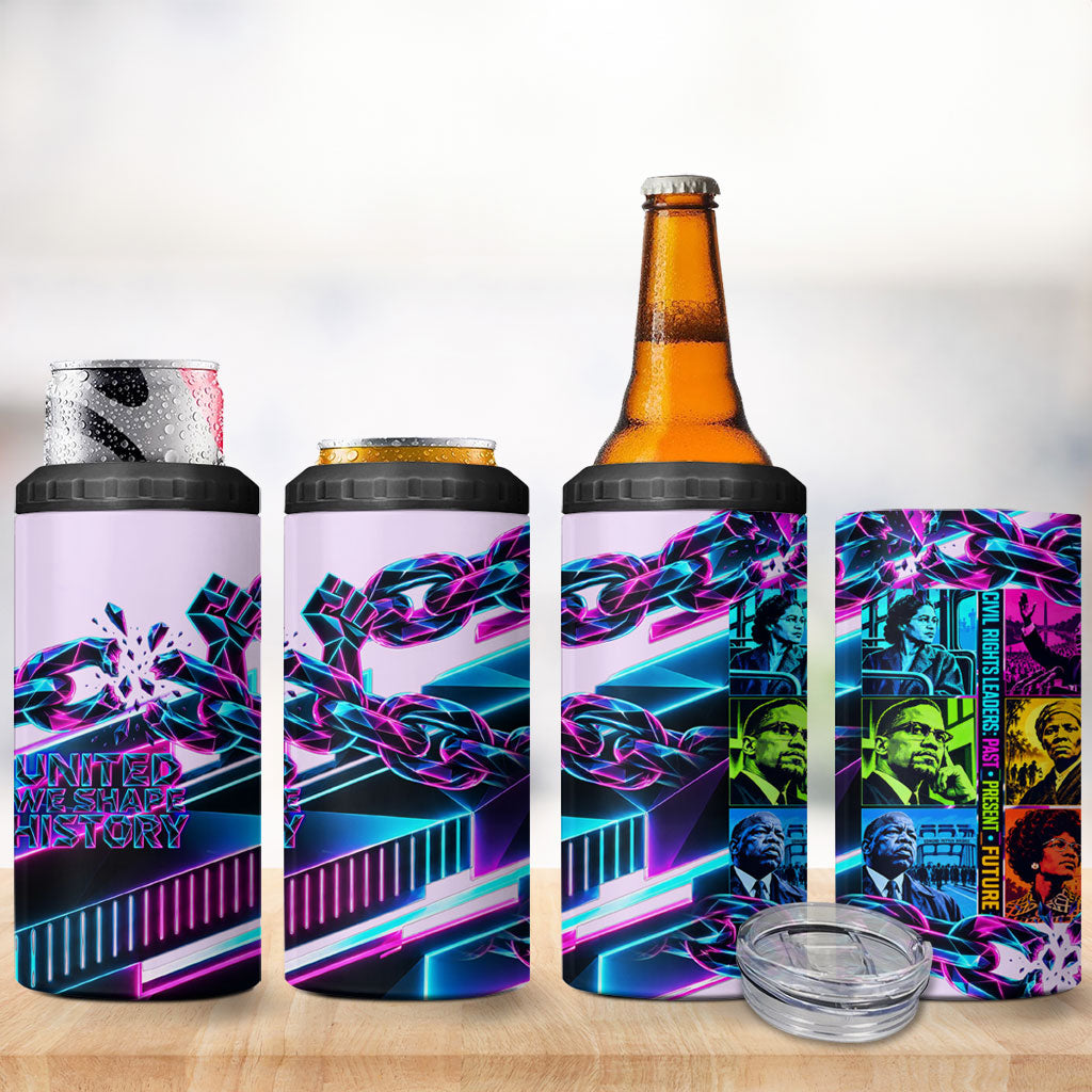 Civil Rights Leaders 4 in 1 Can Cooler Tumbler - Black History - African American - Neon Cyberpunk