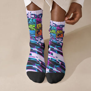 Civil Rights Leaders Crew Socks - Black History - African American - Neon Cyberpunk