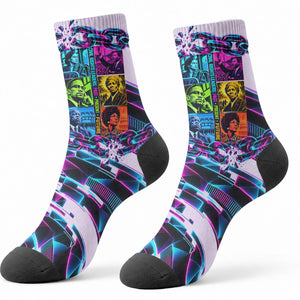 Civil Rights Leaders Crew Socks - Black History - African American - Neon Cyberpunk