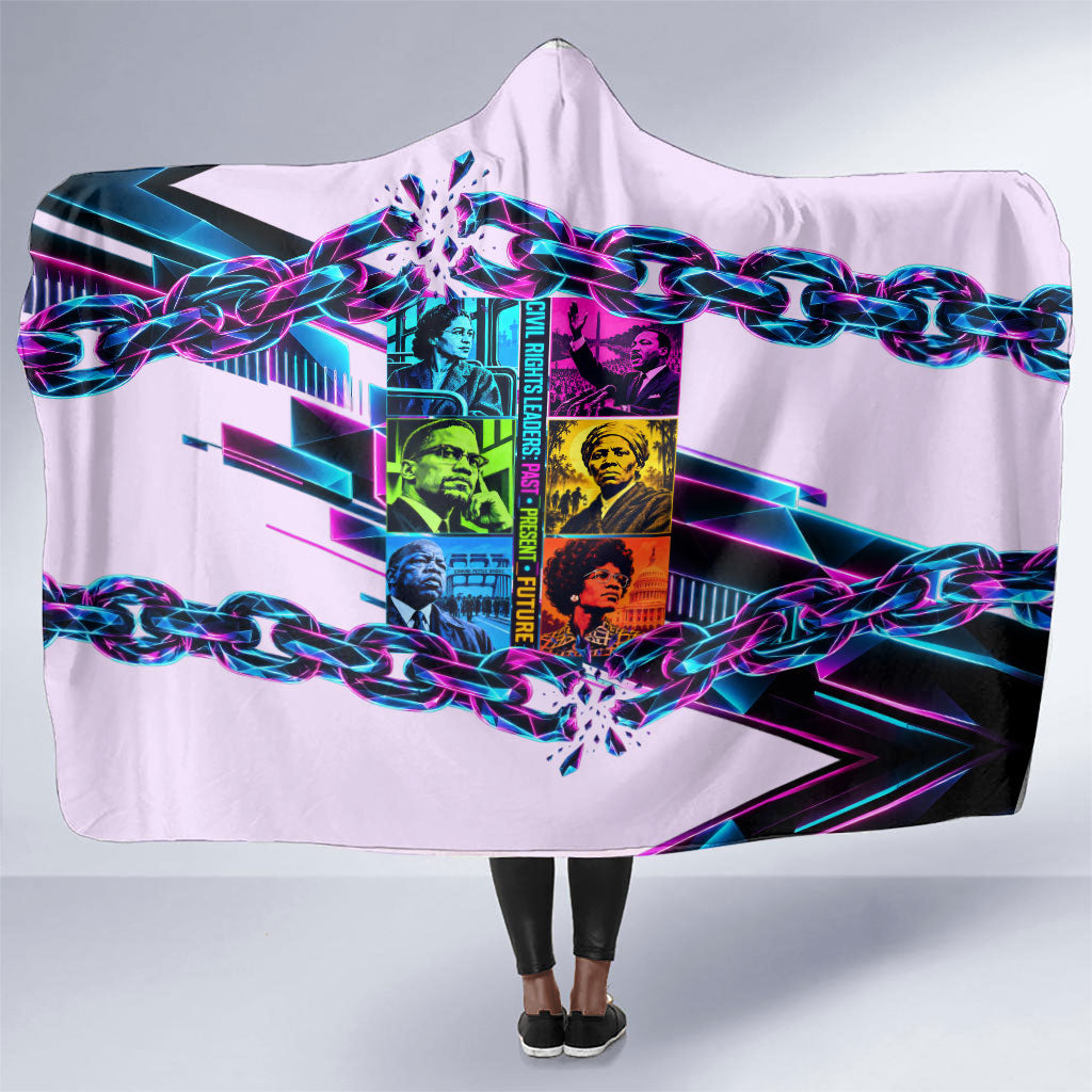 Civil Rights Leaders Hooded Blanket - Black History - African American - Neon Cyberpunk