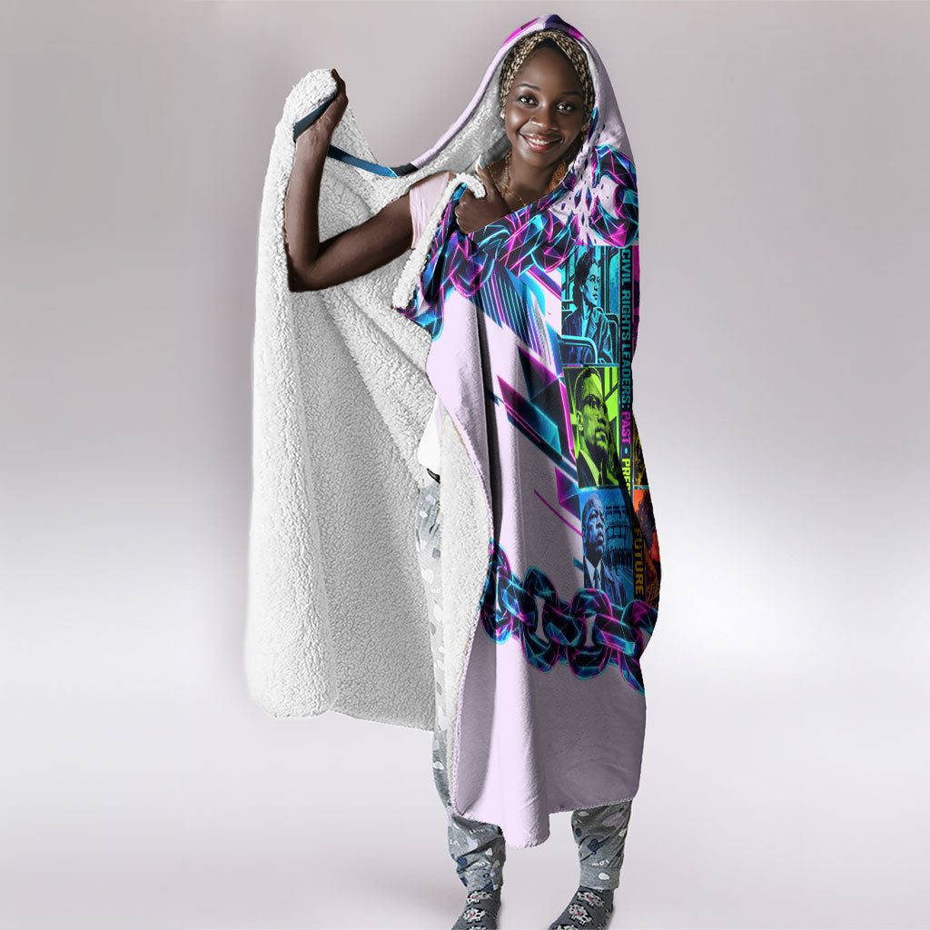 Civil Rights Leaders Hooded Blanket - Black History - African American - Neon Cyberpunk