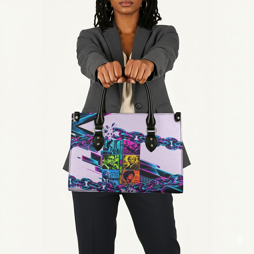 Civil Rights Leaders Leather Bag - Black History - African American - Neon Cyberpunk