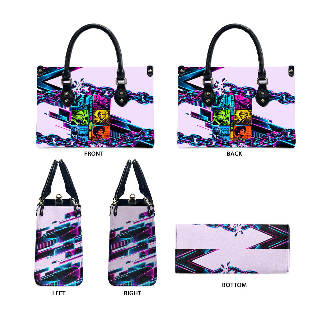 Civil Rights Leaders Leather Bag - Black History - African American - Neon Cyberpunk
