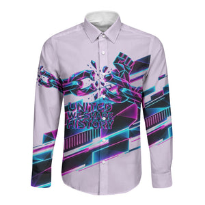 Civil Rights Leaders Long Sleeve Button Shirt - Black History - African American - Neon Cyberpunk