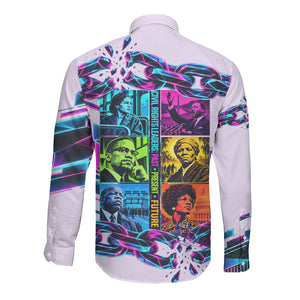 Civil Rights Leaders Long Sleeve Button Shirt - Black History - African American - Neon Cyberpunk