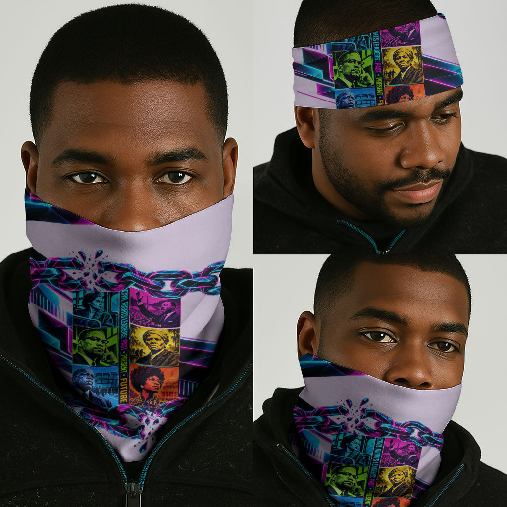 Civil Rights Leaders Neck Gaiter - Black History - African American - Neon Cyberpunk