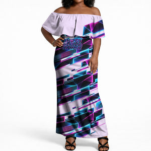 Civil Rights Leaders Off Shoulder Maxi Dress - Black History - African American - Neon Cyberpunk
