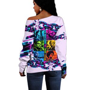 Civil Rights Leaders Off Shoulder Sweater - Black History - African American - Neon Cyberpunk