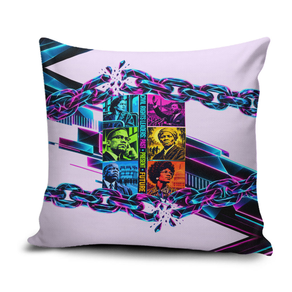 Civil Rights Leaders Pillow Cover - Black History - African American - Neon Cyberpunk