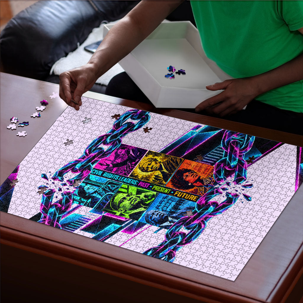 Civil Rights Leaders Puzzle - Black History - African American - Neon Cyberpunk