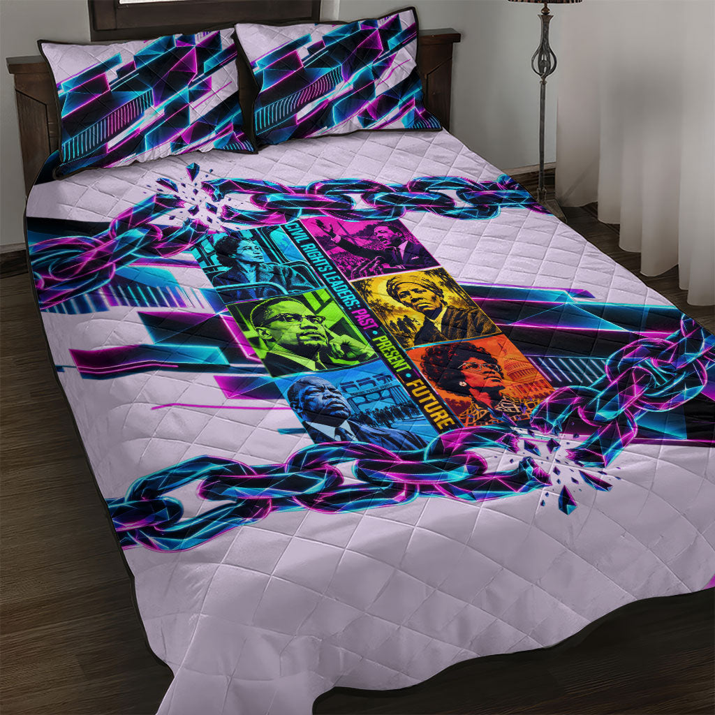 Civil Rights Leaders Quilt Bed Set - Black History - African American - Neon Cyberpunk