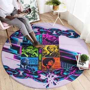 Civil Rights Leaders Round Carpet - Black History - African American - Neon Cyberpunk
