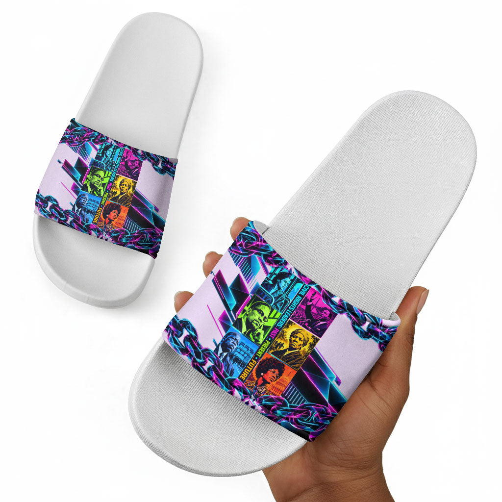 Civil Rights Leaders Slide Sandals - Black History - African American - Neon Cyberpunk