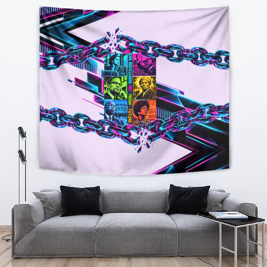 Civil Rights Leaders Tapestry - Black History - African American - Neon Cyberpunk