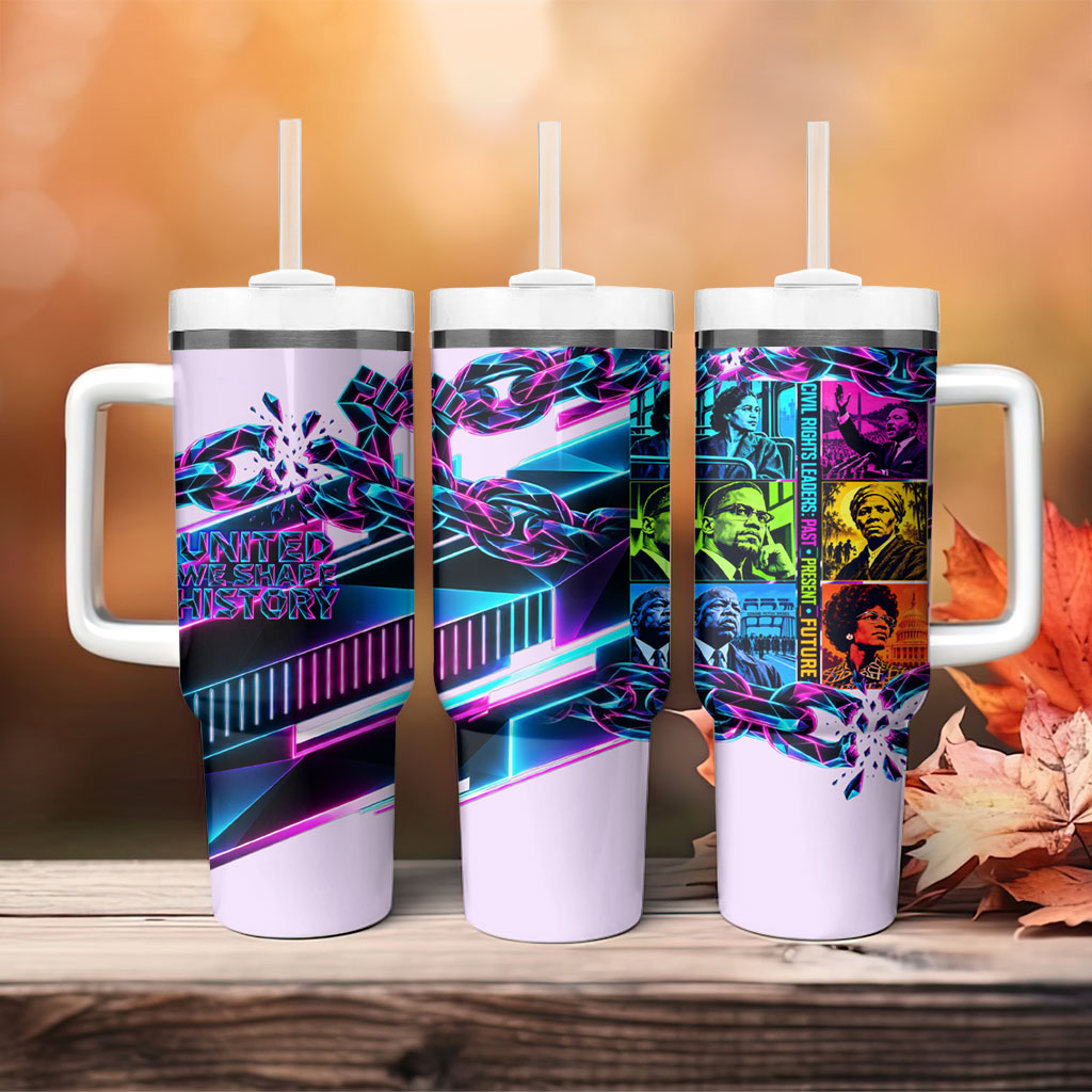 Civil Rights Leaders Tumbler With Handle - Black History - African American - Neon Cyberpunk
