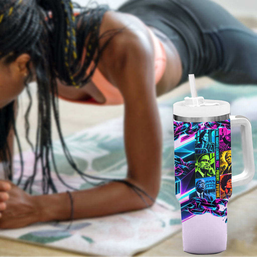 Civil Rights Leaders Tumbler With Handle - Black History - African American - Neon Cyberpunk