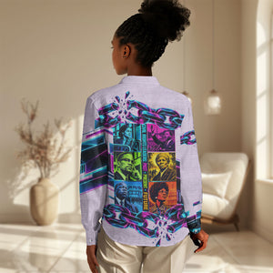 Civil Rights Leaders Women Casual Shirt - Black History - African American - Neon Cyberpunk