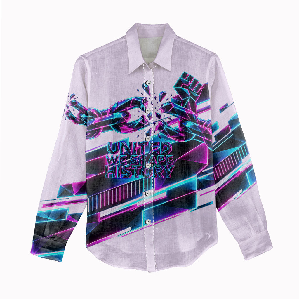 Civil Rights Leaders Women Casual Shirt - Black History - African American - Neon Cyberpunk