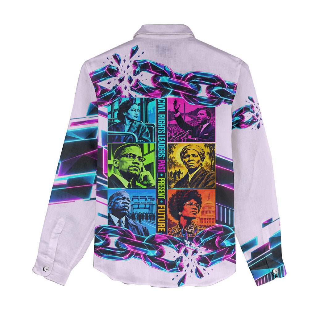Civil Rights Leaders Women Casual Shirt - Black History - African American - Neon Cyberpunk