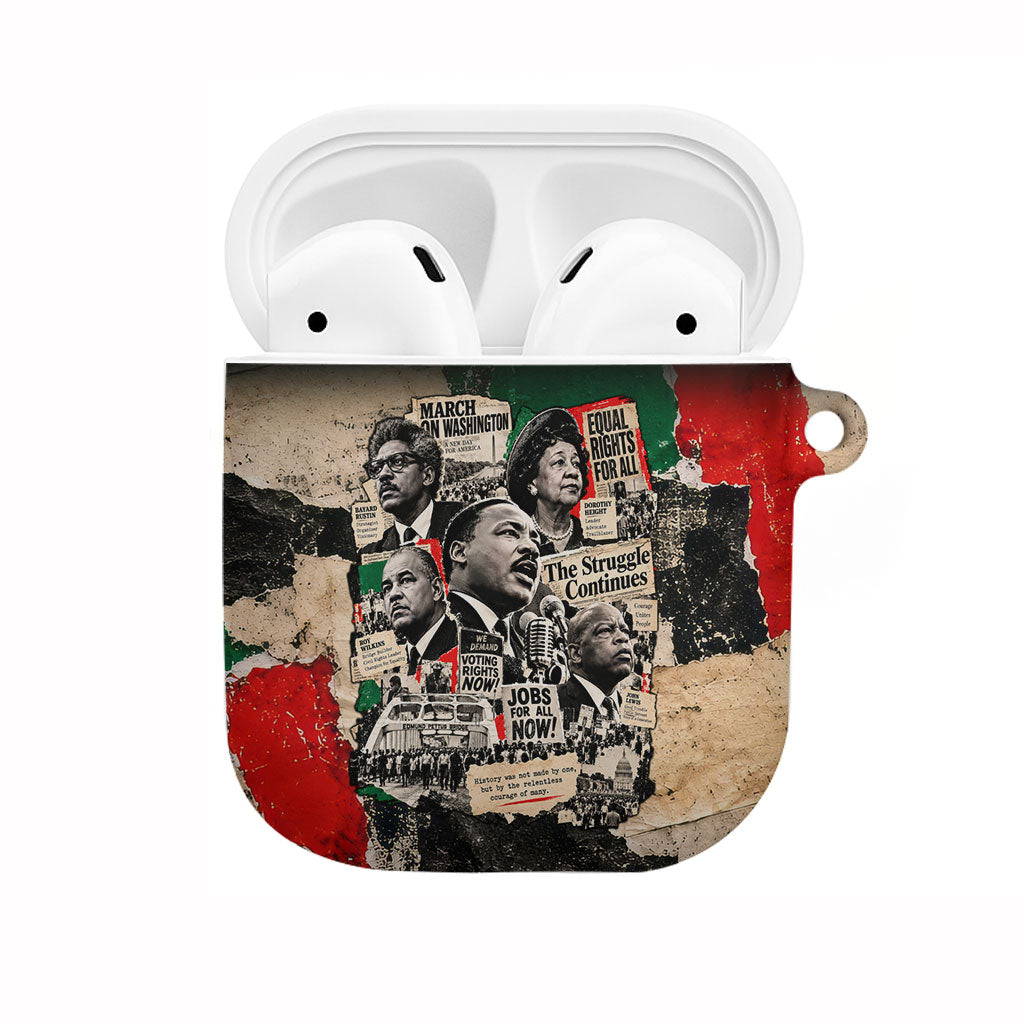 Civil Rights Leaders AirPods Case Vintage Newspaper Collage Pan-African - Civil Rights Movement