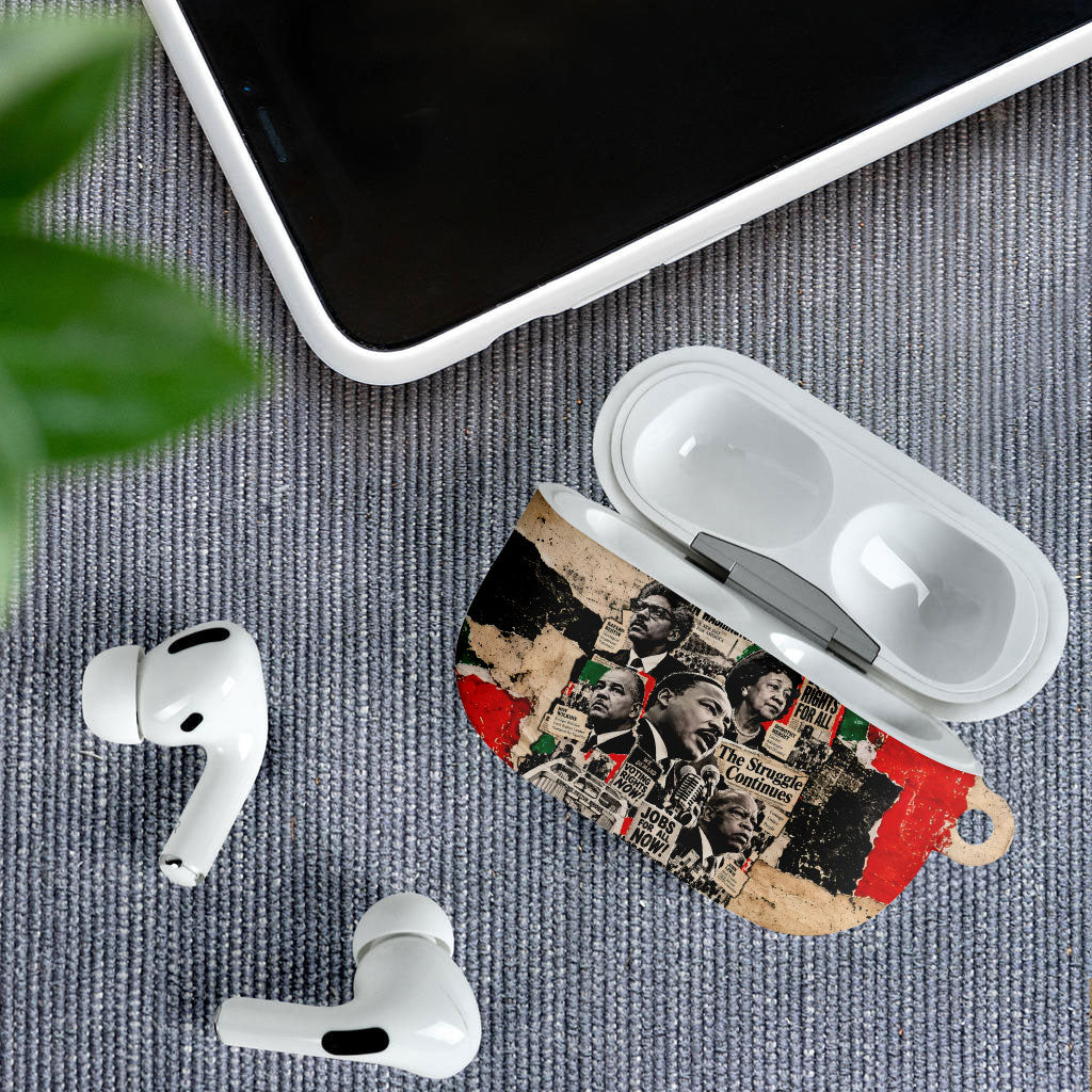 Civil Rights Leaders AirPods Case Vintage Newspaper Collage Pan-African - Civil Rights Movement